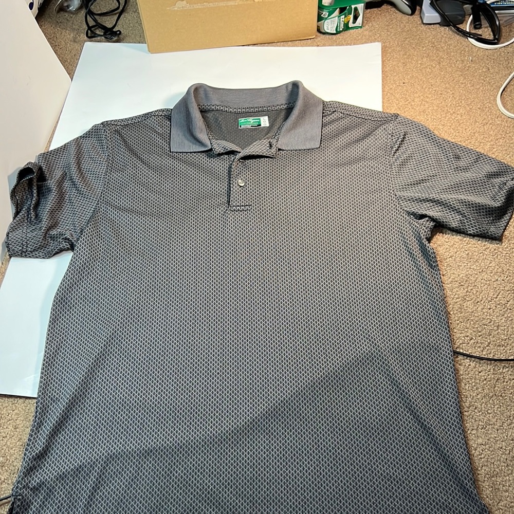 Ben Hogan Performance Black and White Striped Short Sleeve Shirt Size Large